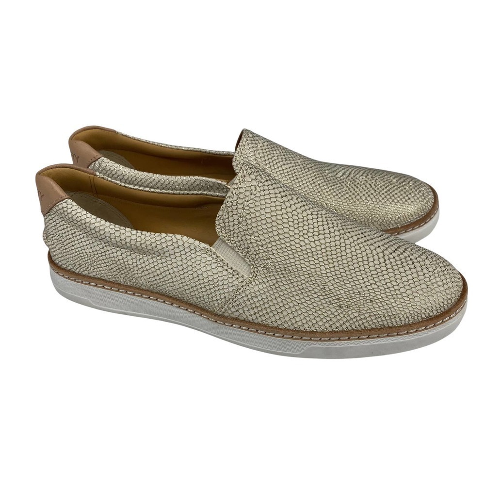 New Women's Sperry Gold & Cream Scaled Rey Leather Slider Boat Shoes-8M